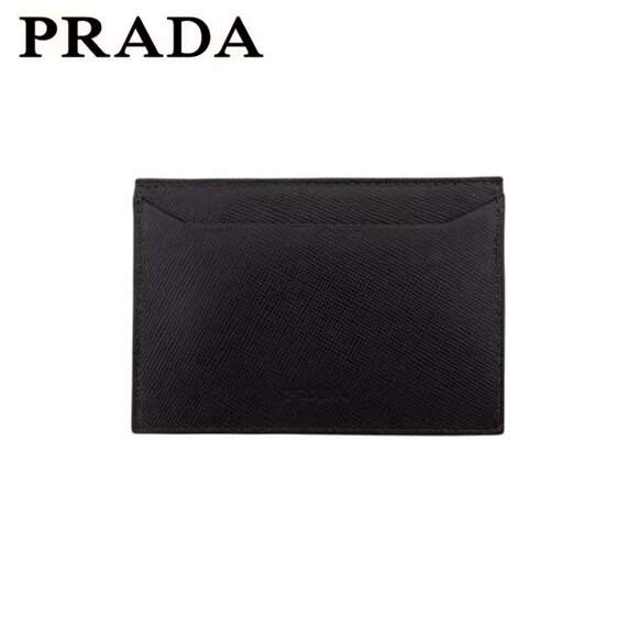 PRADA Card Case EBANO Dark Leather Authentic Used - Picture 1 of 9